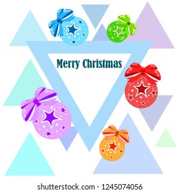 Christmas balls, New Year greeting card, vector background
