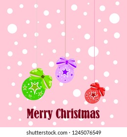 Christmas balls, New Year greeting card, vector background