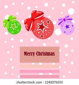 Christmas balls, New Year greeting card, vector background