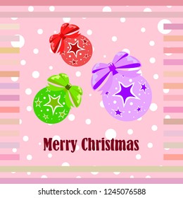 Christmas balls, New Year greeting card, vector background