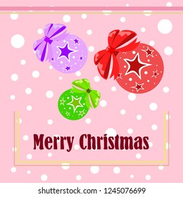 Christmas balls, New Year greeting card, vector background
