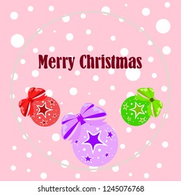 Christmas balls, New Year greeting card, vector background