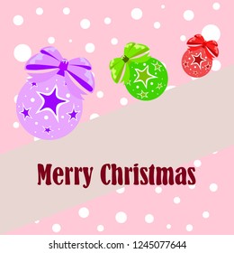 Christmas balls, New Year greeting card, vector background