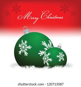 Christmas balls on abstract background, vector set, greeting card