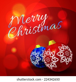 Christmas balls on abstract bokeh background