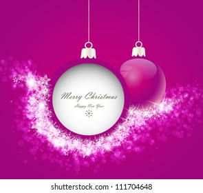 Christmas balls on abstract light background with snowflakes