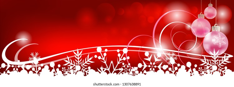 Christmas balls on a abstract red background. Xmas, winter, new year concept. Christmas and New Year holiday background. Retro style. Vector.