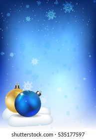 Christmas balls on the background of snowflakes