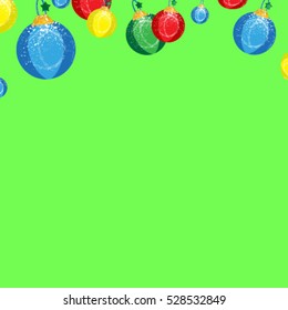 Christmas balls on background. Template for your Projects summary and New Year's cards.