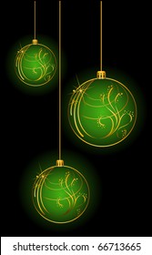 christmas balls on a black background