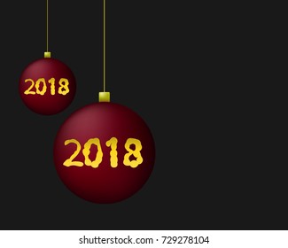 Christmas balls on a black background 2018, vector