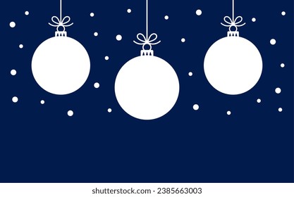 Christmas balls on blue background. Vector illustration.