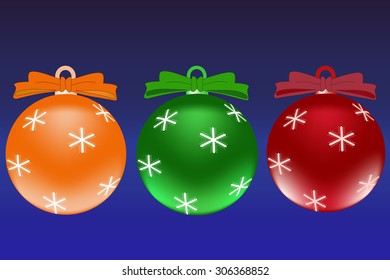Christmas balls on a blue background