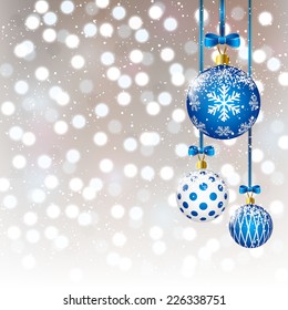 Christmas balls on bokeh background
