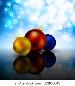 christmas balls on bokeh background