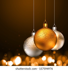Christmas balls on dark background, eps 10