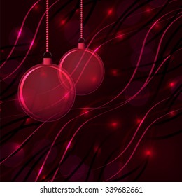 Christmas balls on dark background. Vector illustration.