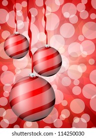 Christmas balls on defocus background. Vector illustration.