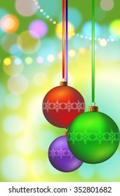 Christmas balls on festive background. Vector illustration
