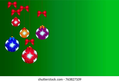 Christmas balls on a green background