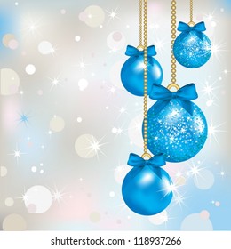 Christmas Balls On a Holiday Lights Background.