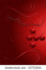 Christmas balls on a patterned satin background 