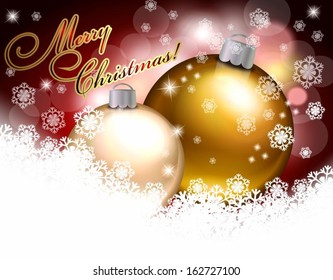 Christmas balls on a red background