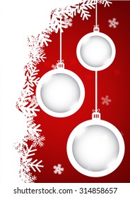 Christmas balls on red background