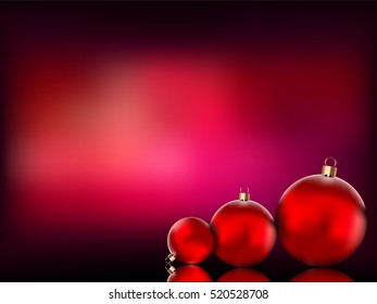 Christmas balls on a red background - the template for Christmas greetings
