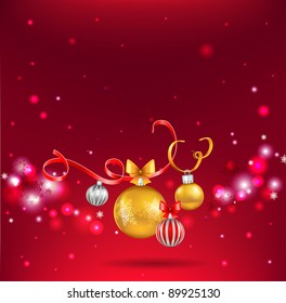 Bolas de Navidad en el fondo rojo eps 10