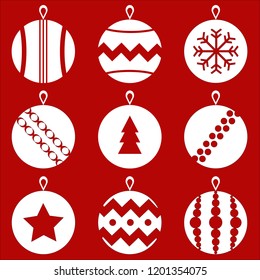 Christmas balls on red backround