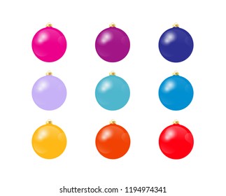 Christmas balls on white background