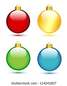 Christmas balls on white (red,gold,green,blue)