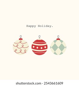 Christmas Balls Ornaments Decoration Card Vector Set 02