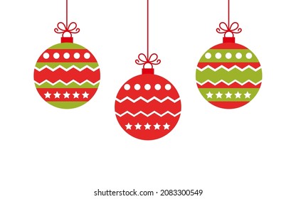 Christmas balls ornaments isolated on white background. Vector illustration.