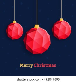 Christmas balls ornaments polygon style, vector illustration
