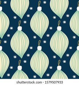 Christmas balls and ornaments vector pattern background, Scandinavian hand drawn illustration. 
