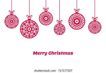 Christmas balls ornaments, xmas decoration, vector illustration