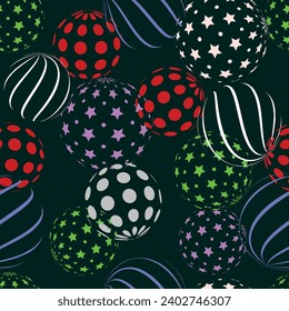 Christmas balls pattern. Christmas ornaments. Pattern ready to color and repeat. Stamping for different surfaces.Vector and all over design