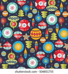 Christmas balls pattern. Vector illustration
