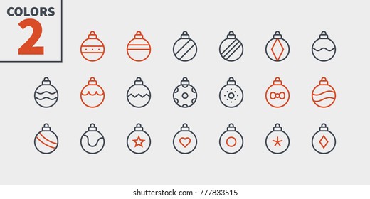 Christmas Balls Pixel Perfect icons Well-crafted Vector Thin Line Icons 48x48 Ready for 24x24 Grid for Web Graphics and Apps. Colors 2