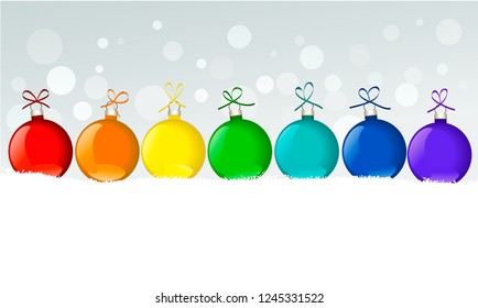 Christmas balls in rainbow colors