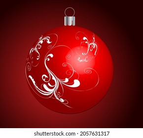 Christmas balls with red gradient background. Ornament for christmas eve.Vector illustration.