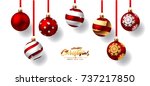 Christmas balls with red ribbon