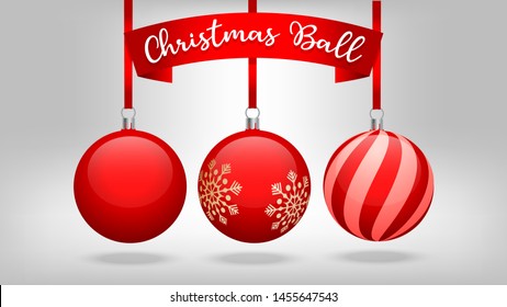 Christmas balls with red ribbon