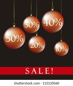 christmas balls sale over black background. vector illustration