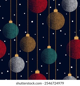 Christmas balls seamless pattern. Holiday background, wrapping paper design