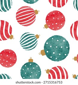 Bolas de Navidad sin patrón. Fondo de la acuarela de Festiva, papel de embalaje o diseño de tela