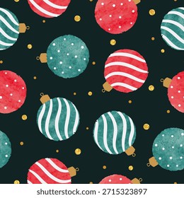 Bolas de Navidad sin patrón. Fondo de la acuarela de Festiva, diseño de papel de embalaje