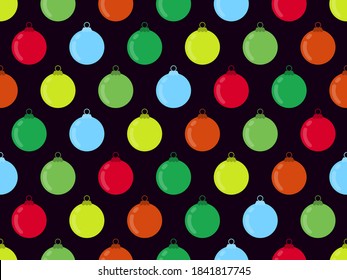 Christmas Balls seamless pattern. Christmas ornaments for greeting cards, wrapping paper, banners and posters. Vector illustration